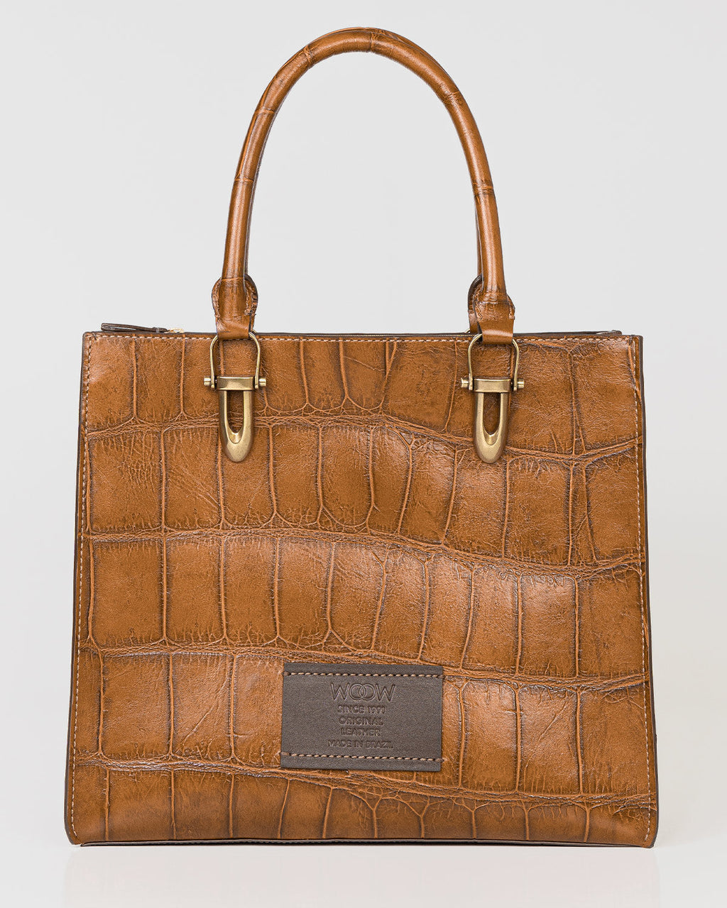 Bolsa Tote Gaia Couro Giant Croco Camel WOOW