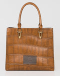 Bolsa Tote Gaia Couro Giant Croco Camel WOOW