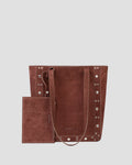 Bolsa Tote Vertical Giulia Couro Camurça Marrom WOOW