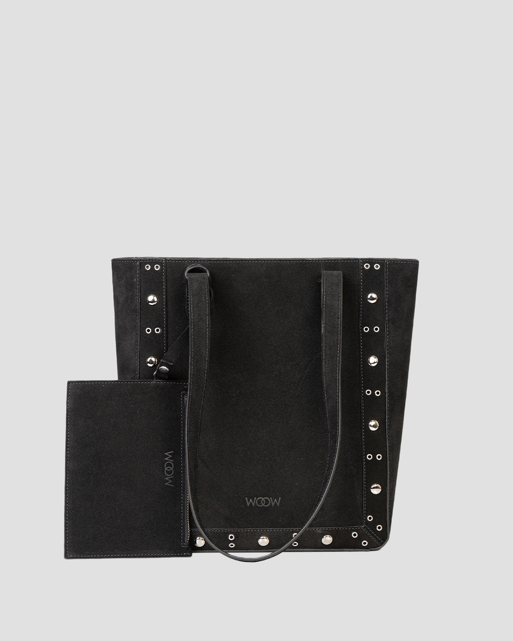 Bolsa Tote Vertical Giulia Couro Camurça Preto WOOW