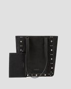 Bolsa Tote Vertical Giulia Couro Camurça Preto WOOW