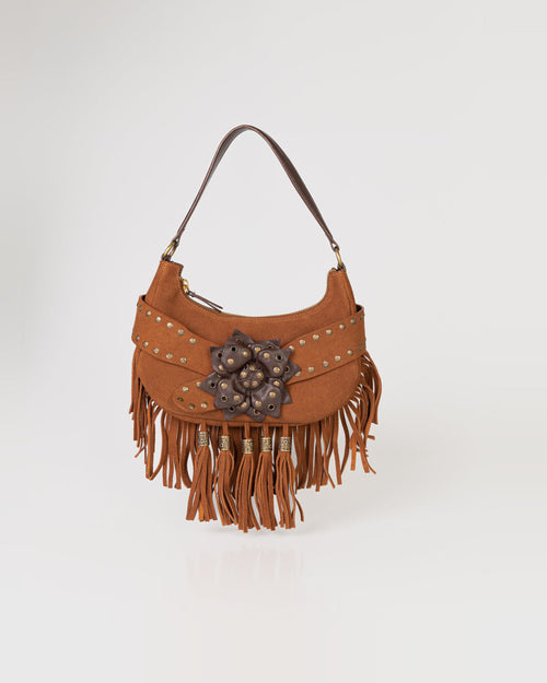 Bolsa Western Denver em Couro Camel com Franjas WOOW