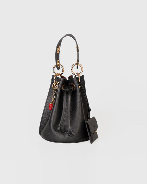 Bolsa Bucket Livia em Couro Preto WOOW