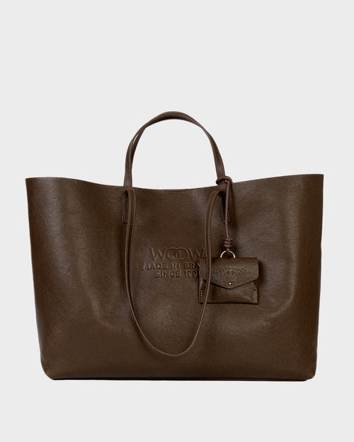 Bolsa Tote Grande Milano Couro Marrom Desert WOOW