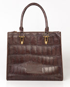 Bolsa Tote Gaia Couro Giant Croco Café WOOW