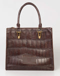 Bolsa Tote Gaia Couro Giant Croco Café WOOW