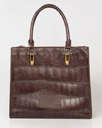 Bolsa Tote Gaia Couro Giant Croco Café WOOW