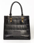 Bolsa Tote Gaia Couro Giant Croco Preto WOOW