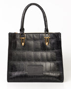 Bolsa Tote Gaia Couro Giant Croco Preto WOOW