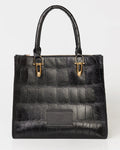 Bolsa Tote Gaia Couro Giant Croco Preto WOOW