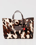 Bolsa Tote Grande Verona Couro Pelo Animal Print WOOW
