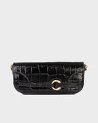 Bolsa Baguette Olivia Média Couro Croco Preto WOOW