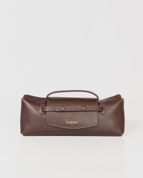 Bolsa Baguette Inez em Couro Café WOOW