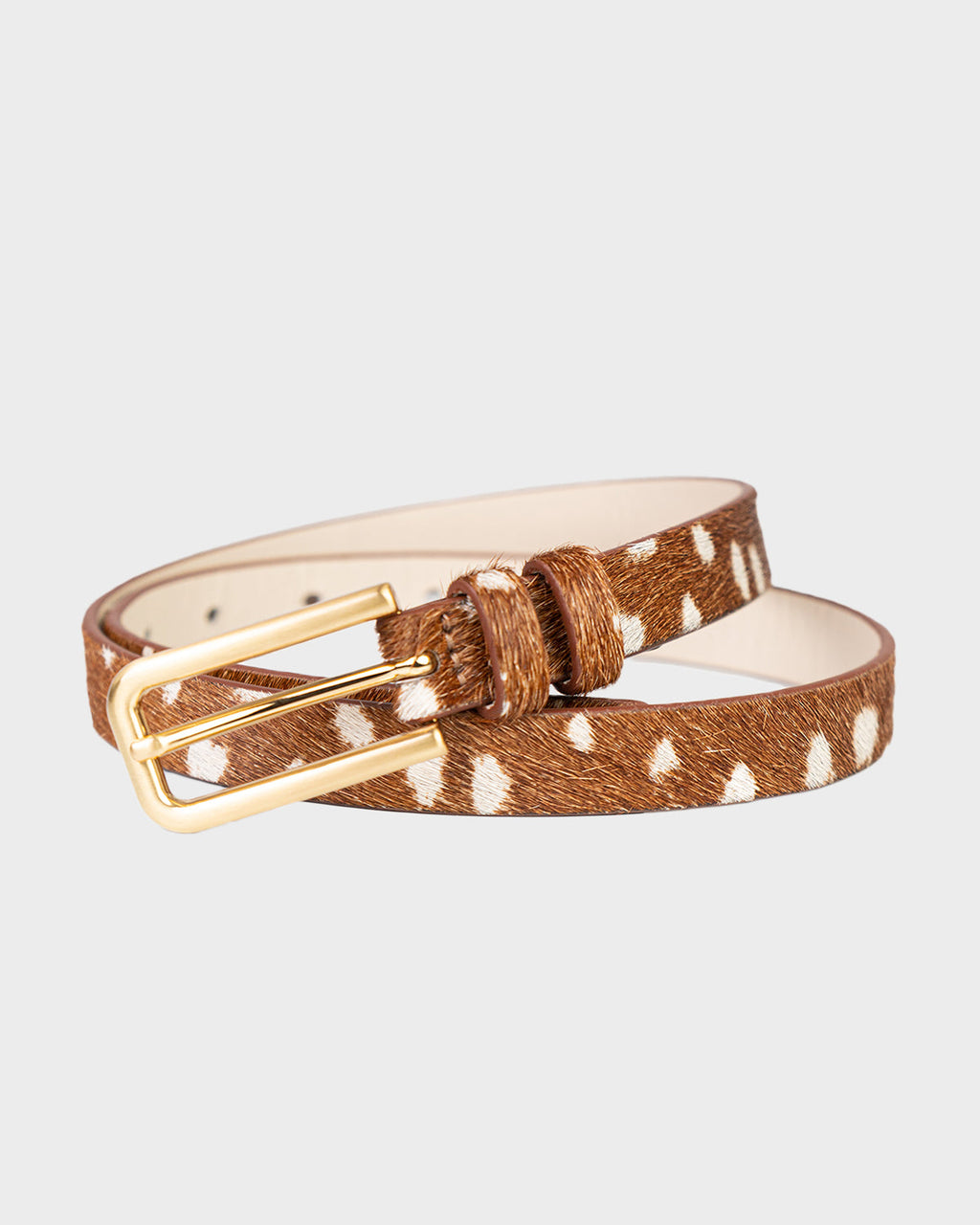 Cinto Fino Ana Couro Bambi Fivela Dourada WOOW