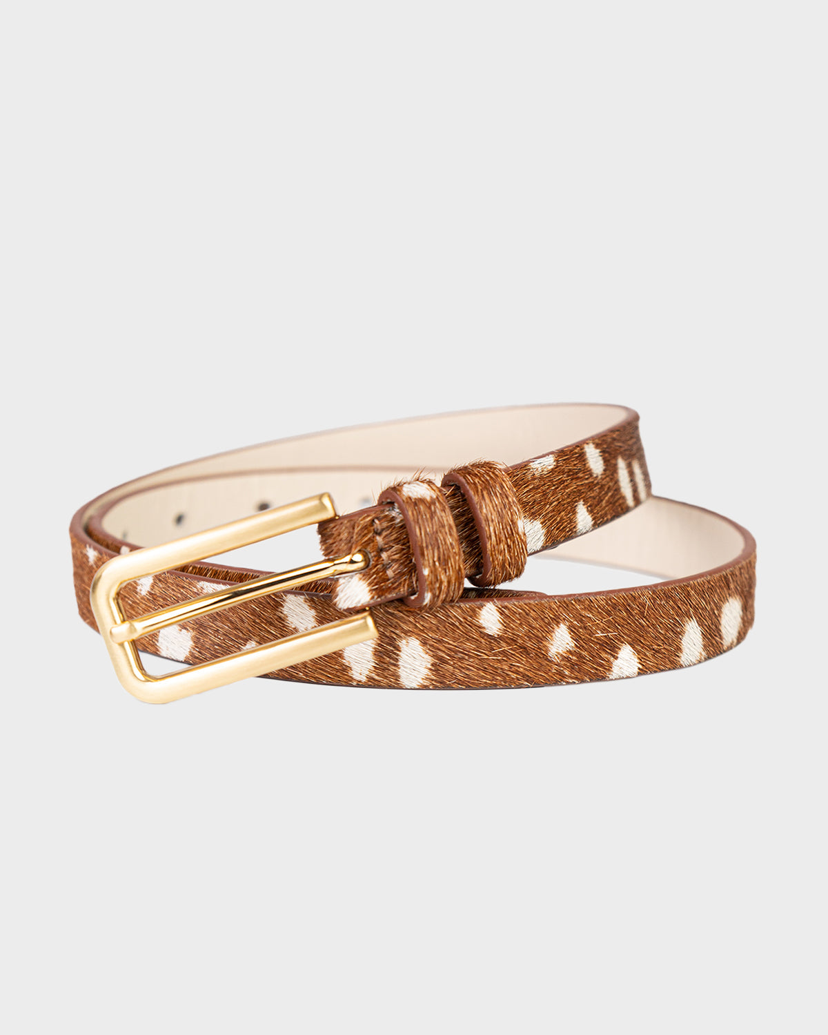 Cinto Fino Ana Couro Bambi Fivela Dourada WOOW