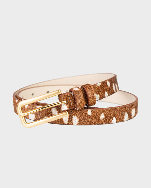 Cinto Fino Ana Couro Bambi Fivela Dourada WOOW