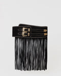 Cinto Western Dakota em Couro Preto com Franjas WOOW