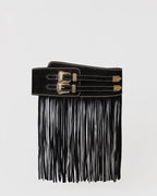 Cinto Western Dakota em Couro Preto com Franjas WOOW