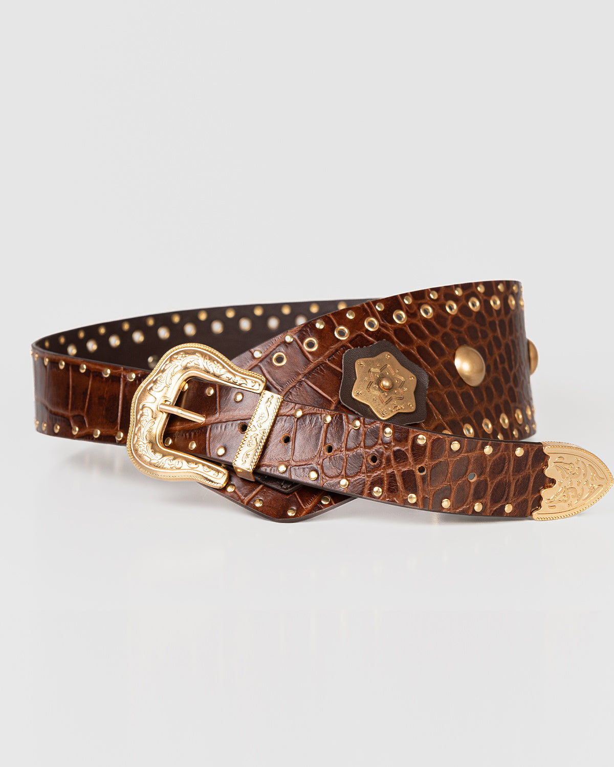 Cinto Western Taylor Couro Croco Ambar WOOW
