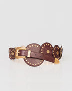 Cinto Western Texas em Couro Grape com Medalhões WOOW