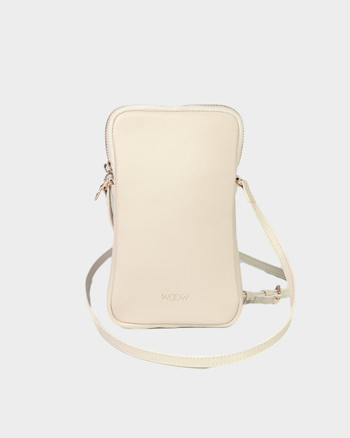 Porta Celular Clara em Couro Off White WOOW