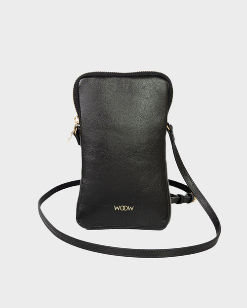 Porta Celular Clara em Couro Preto WOOW