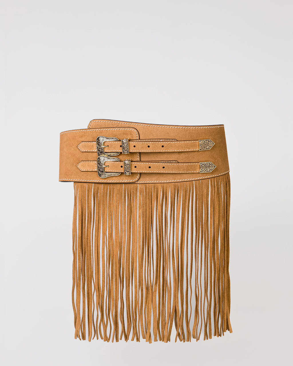 Cinto Western Dakota em Couro Camel com Franjas WOOW
