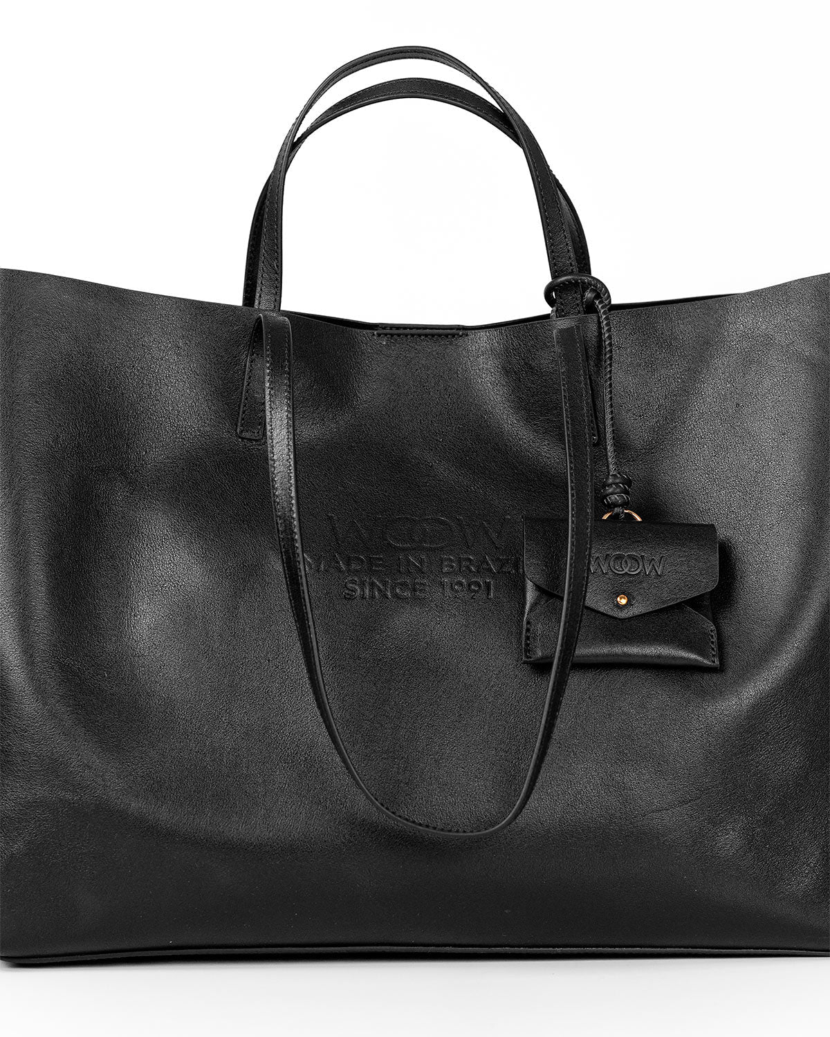Bolsa Tote Grande Milano Couro Preta WOOW