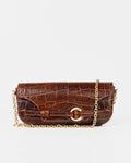 Bolsa Baguette Olivia Média Couro Croco Ambar WOOW