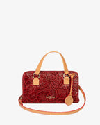Porta Celular Sara Couro Textura Floral Bordô WOOW