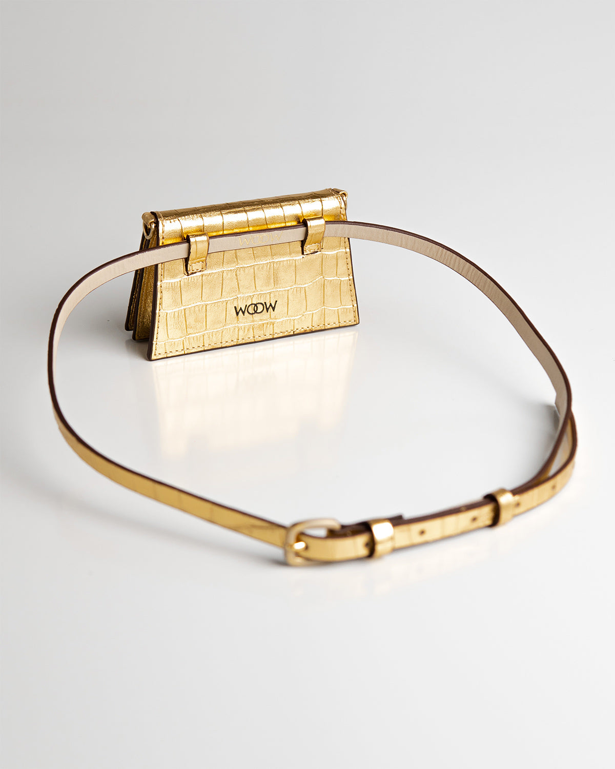 Bolsa Micro Camila com Cinto Couro Gold WOOW