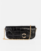 Bolsa Baguette Olivia Média Couro Croco Preto WOOW