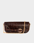 Bolsa Baguette Olivia Média Couro Croco Café WOOW