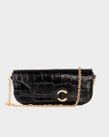 Bolsa Baguette Olivia Média Couro Croco Preto WOOW