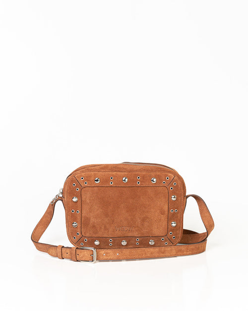 Bolsa Tiracolo Média Dara Couro Camurça Camel WOOW