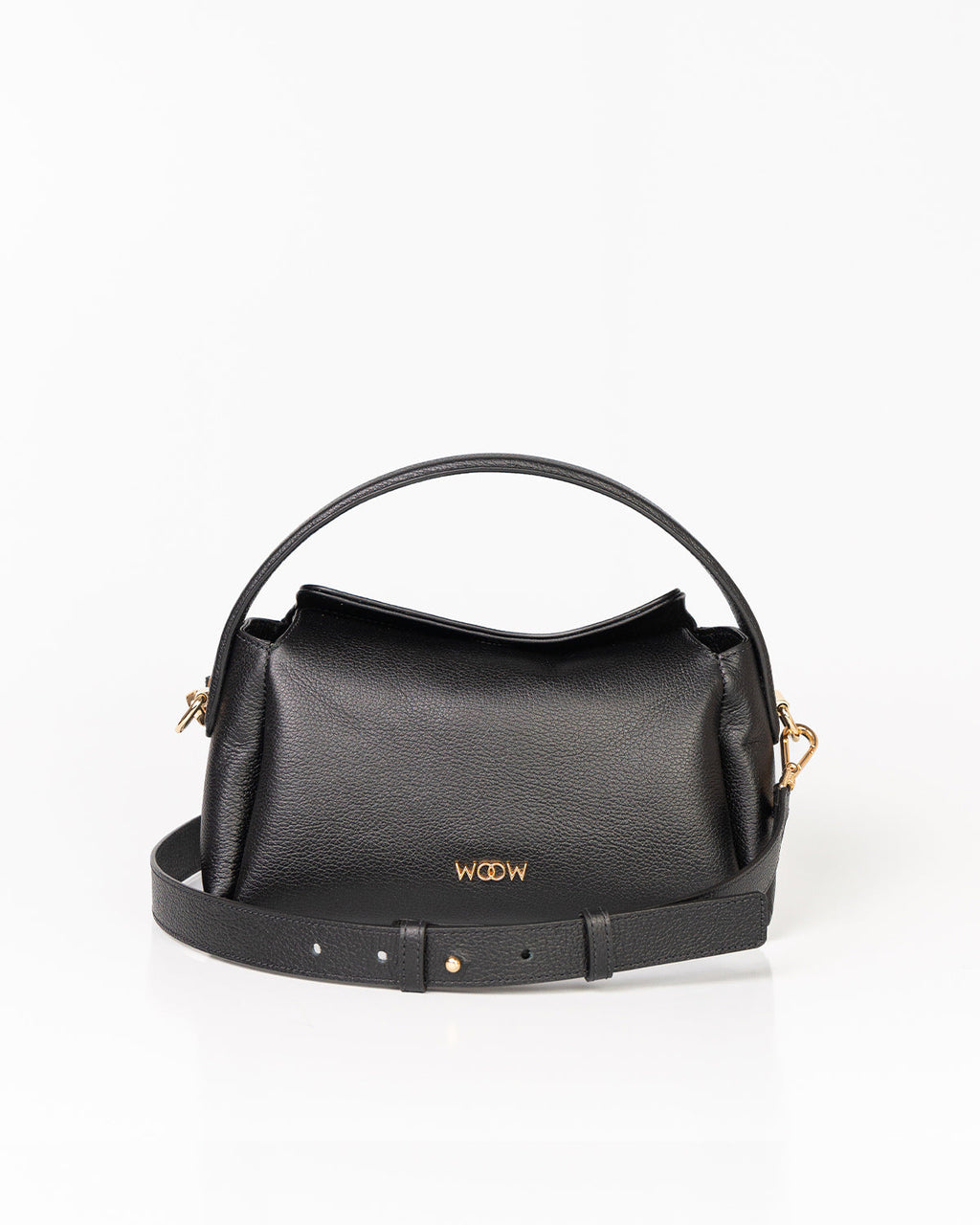 Bolsa Média Clarice em Couro Preto WOOW