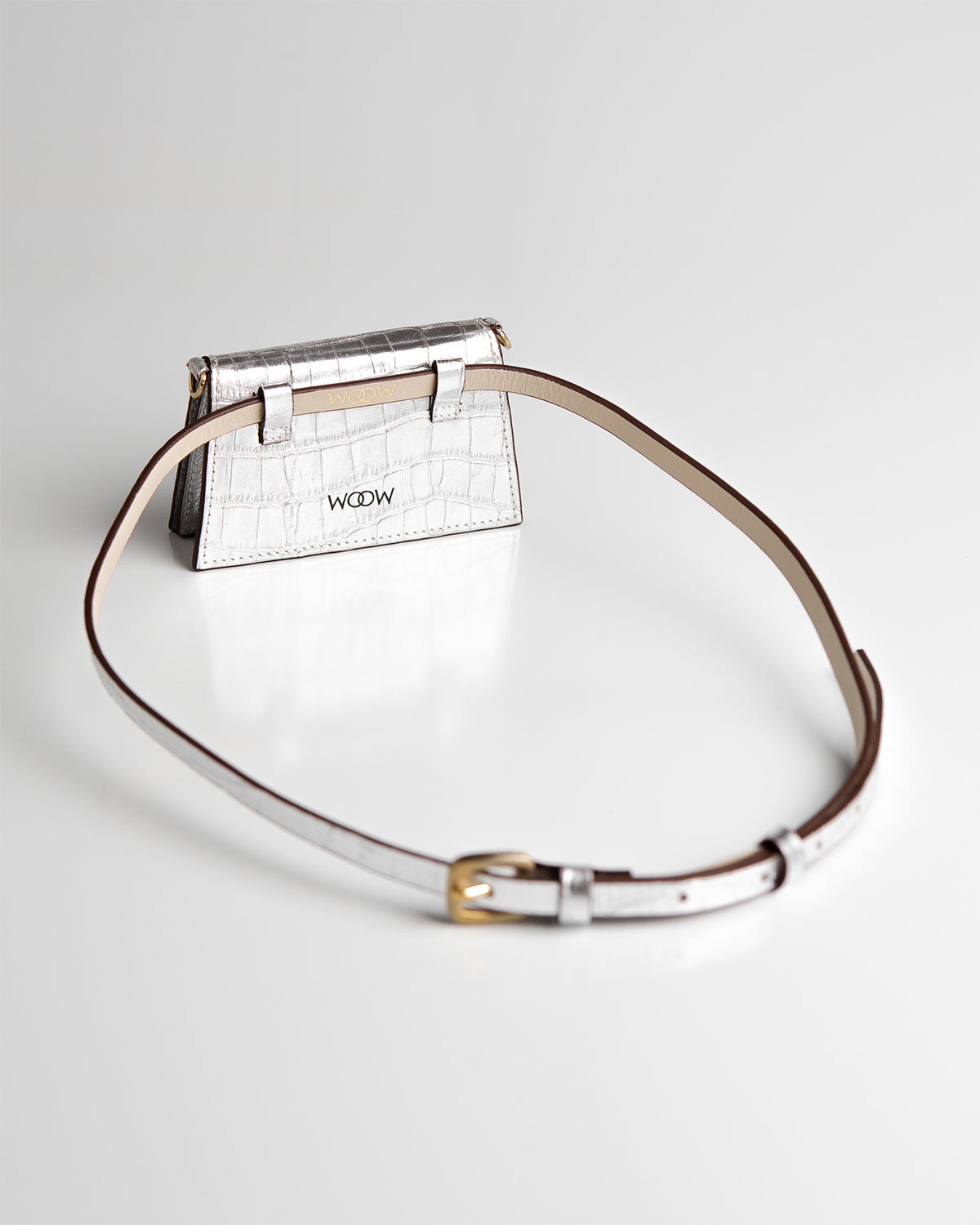 Bolsa Micro Camila com Cinto Couro Silver WOOW