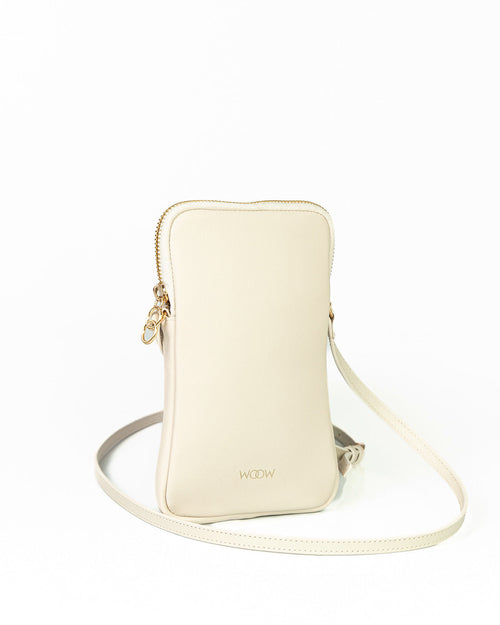 Porta Celular Clara em Couro Off White WOOW