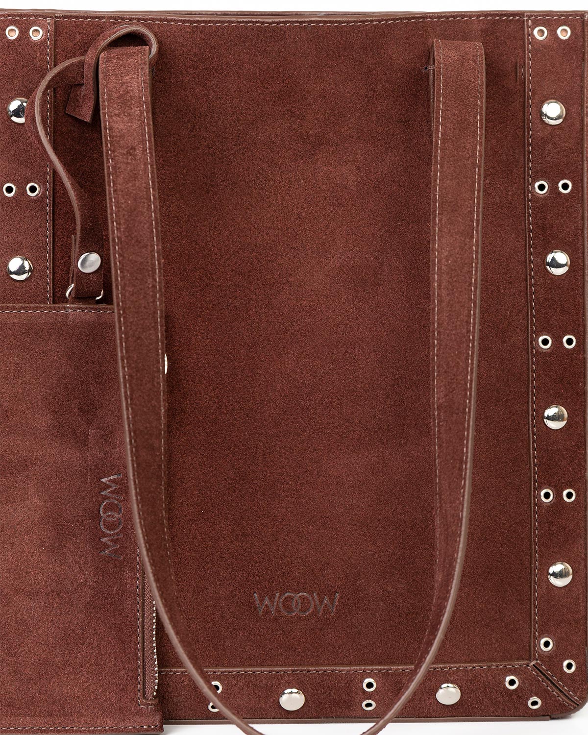 Bolsa Tote Vertical Giulia Couro Camurça Marrom WOOW