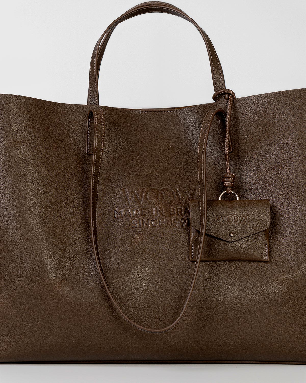 Bolsa Tote Grande Milano Couro Marrom Desert WOOW