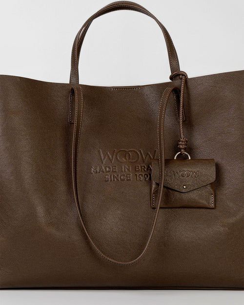 Bolsa Tote Grande Milano Couro Marrom Desert WOOW