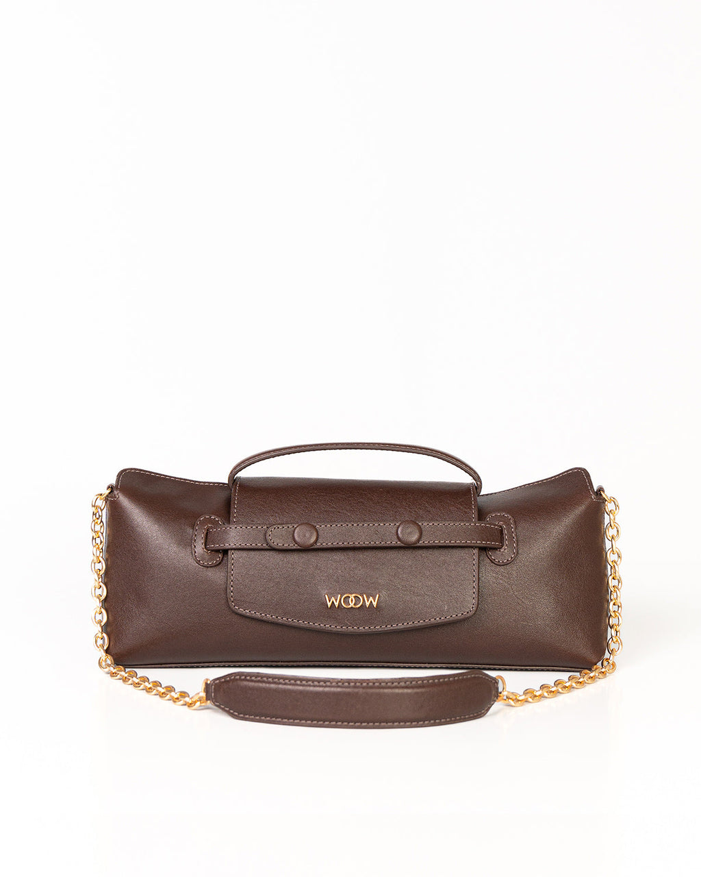 Bolsa Baguette Inez em Couro Café WOOW