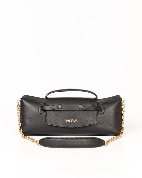 Bolsa Baguette Inez em Couro Preto WOOW