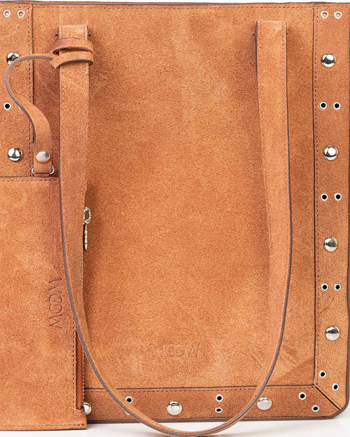 Bolsa Tote Vertical Giulia Couro Camurça Camel WOOW