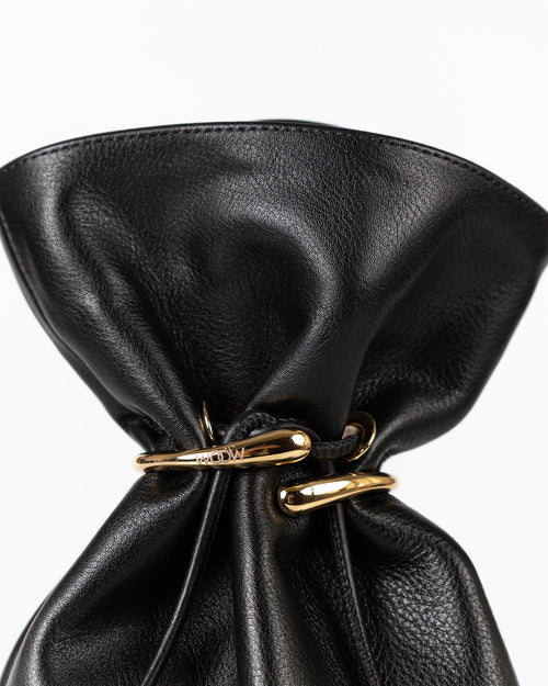 Bolsa Média Rafaela Couro Preto Com Bracelete WOOW