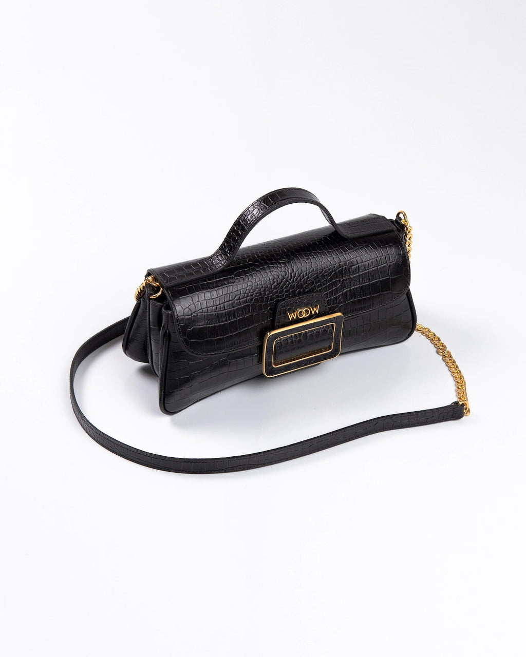 Bolsa Média Charlote Couro Preto WOOW