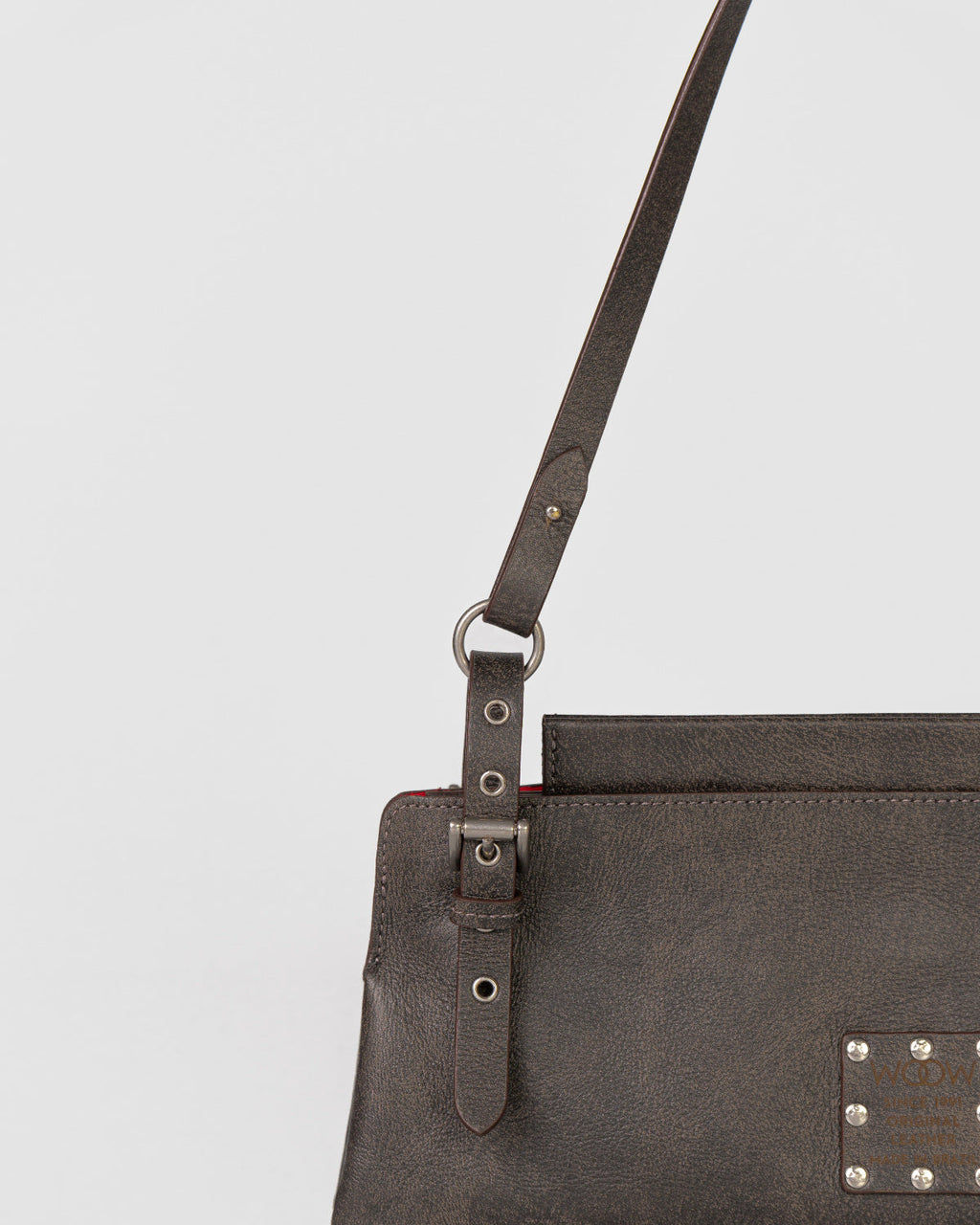 Bolsa Média Selene em Couro Grey WOOW
