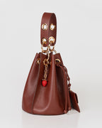 Bolsa Bucket Livia em Couro Chocolate WOOW