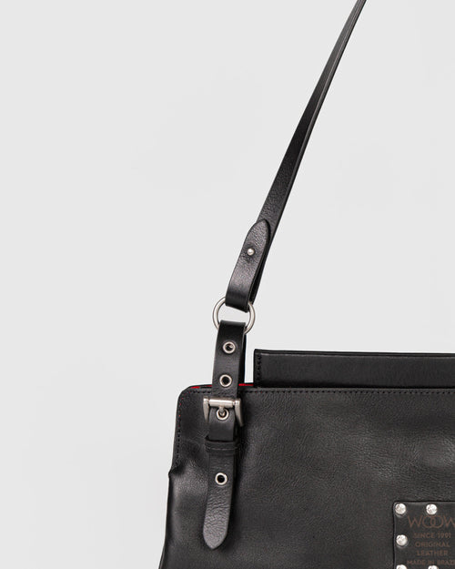 Bolsa Média Selene em Couro Preto WOOW