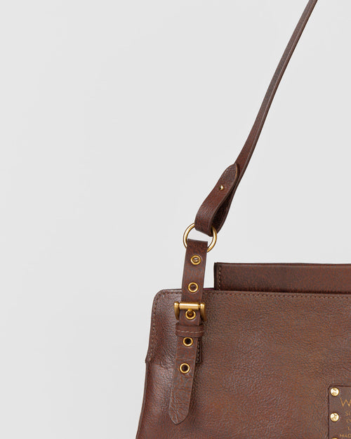 Bolsa Média Selene em Couro Camel WOOW